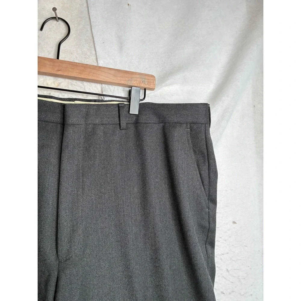 Orvis Mens 38 100% Wool Dress Pants Gray Flat Front Straight Leg USA Made